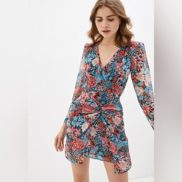 River Island Floral Long Sleeve Mini Dress | Size 6 (UK) - Picture 4 of 4